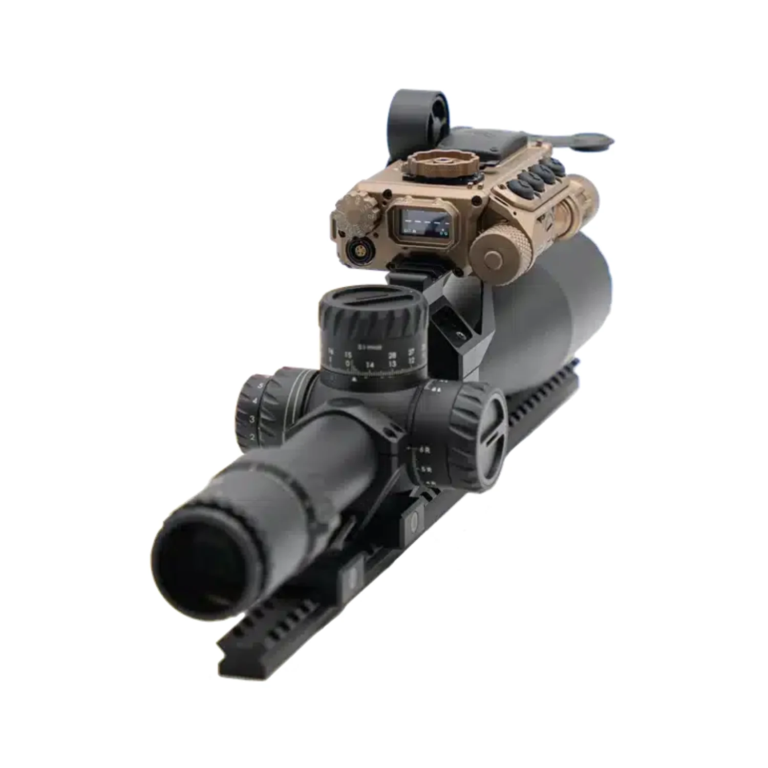 QRF-4500-BC Vue arrière de surveillance, beige, montée sur une lunette de visée.